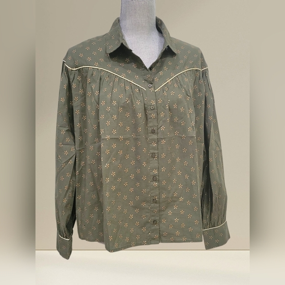 THE GREAT Westerner Cotton Top Army Green w/Gold Stamp Lightweight Size 2 Med - Picture 2 of 13